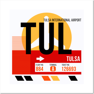 Tulsa (TUL) Airport // Sunset Baggage Tag Posters and Art